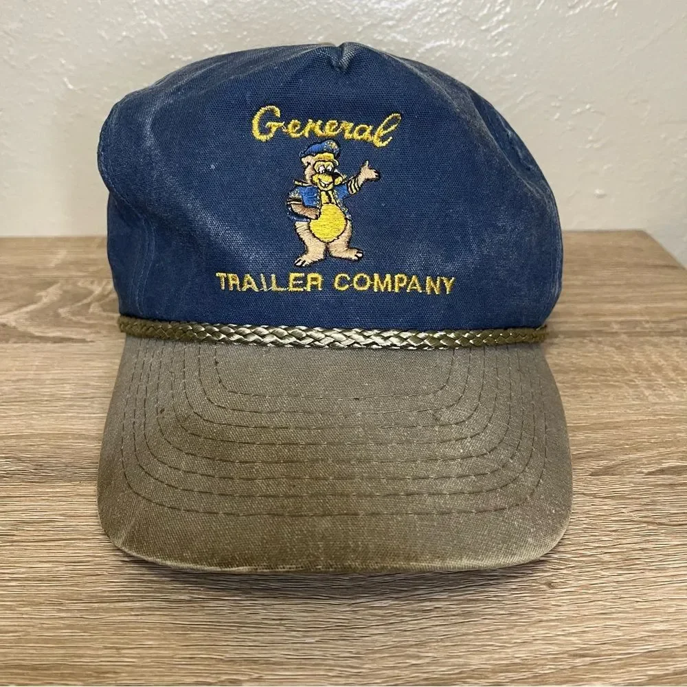 Vintage Hat General trailer Company baseball cap navy blue olive green